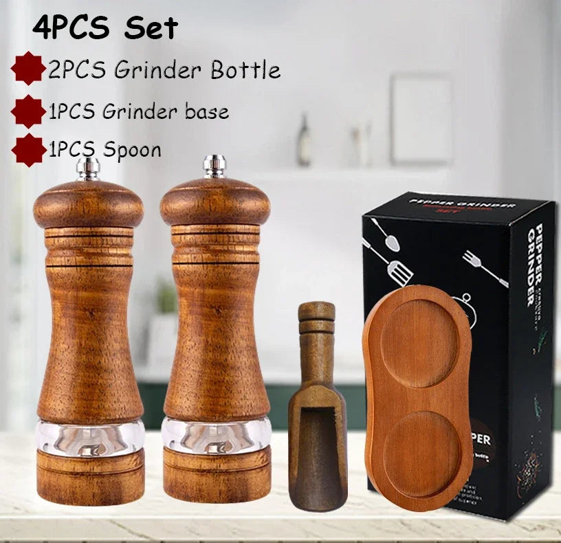 6 Zoll Holz Pfeffermühle manuell mit einstellbarem Keramik-Mahlwerk