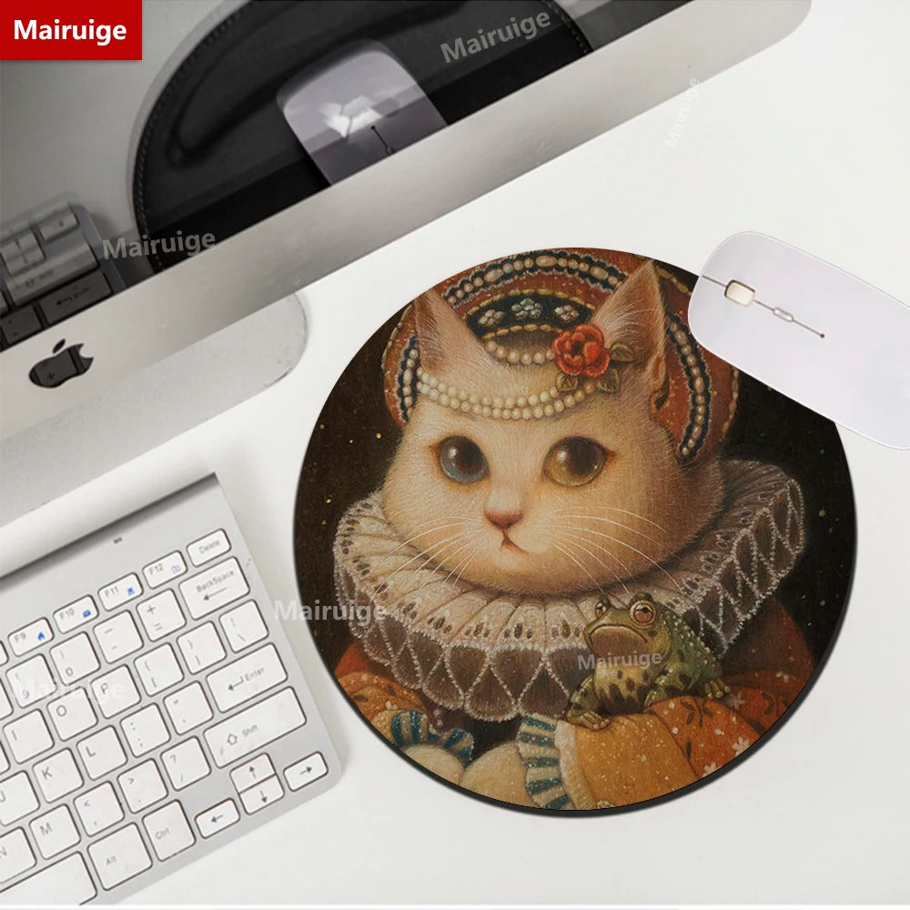 Rundes Mauspad 22cm - Niedliches Katzen Design - Van Gogh Stil für Gamer