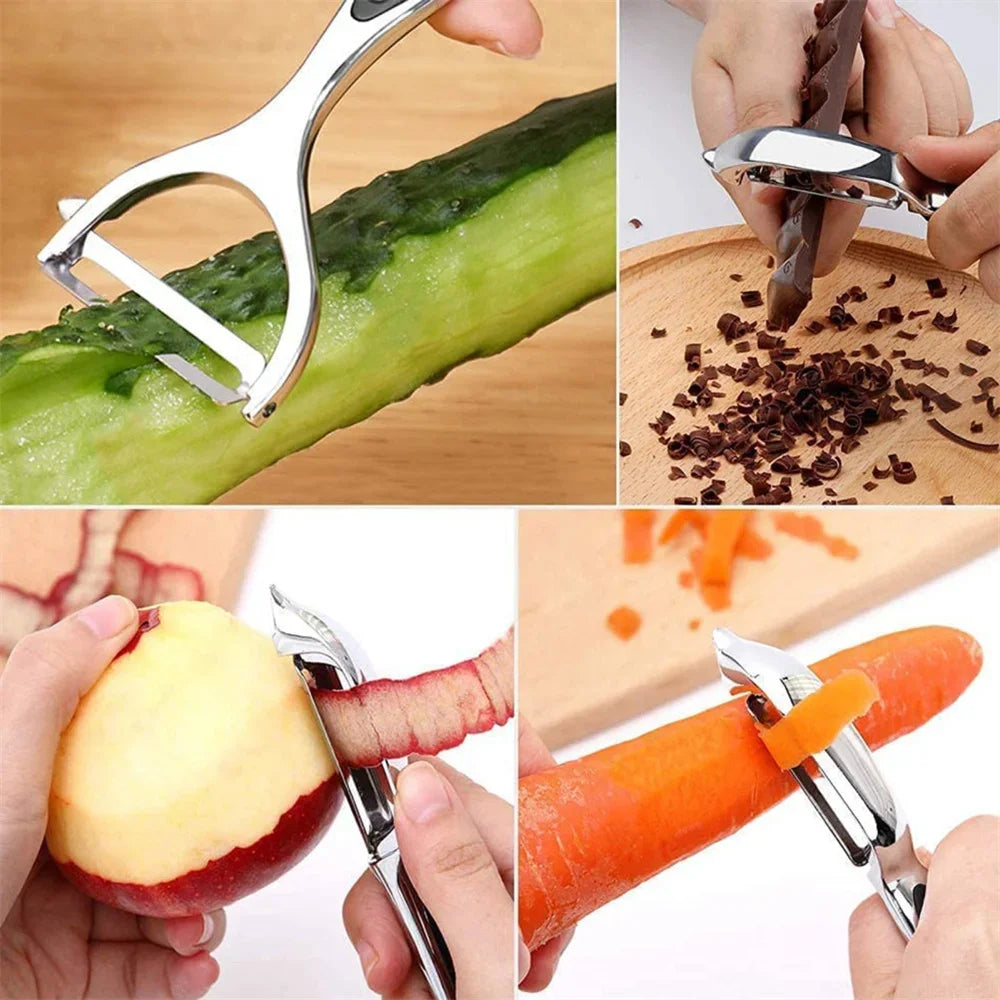 Multifunktionaler Edelstahl-Schäler mit ergonomischem Griff – perfekt für Gemüse - Obst