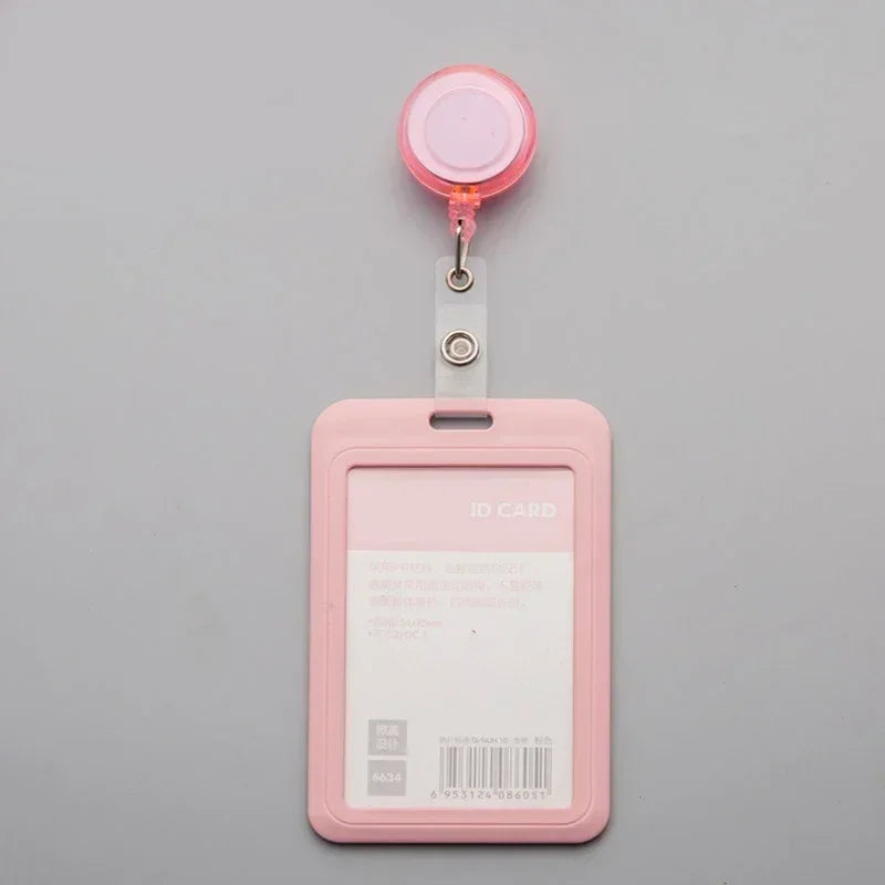 Frauen Studenten ID Kartenhalter versenkbar transparent mit Clip