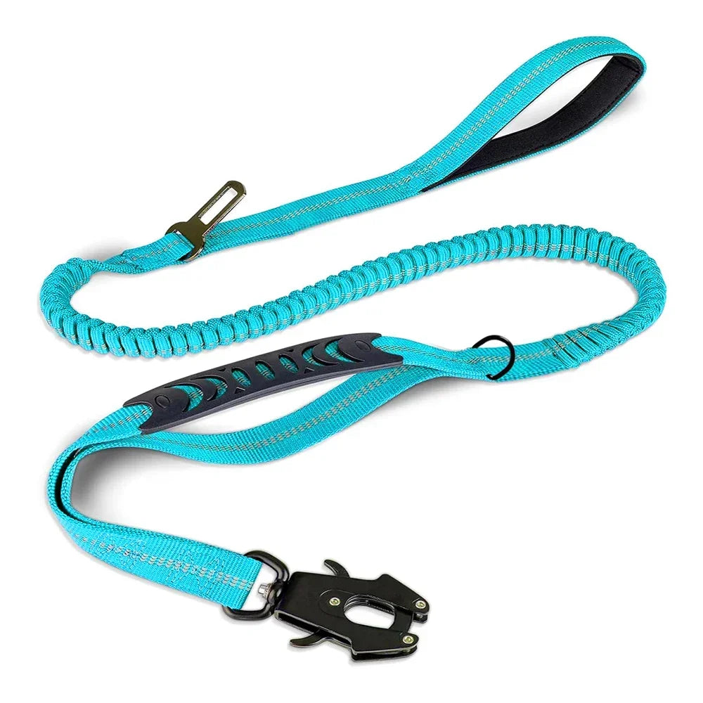 Stoßdämpfende Bungee-Hundeleine mit Sicherheitsgurt, reflektierend, 178 cm