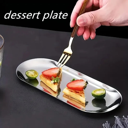 Vielseitige Edelstahl Dessert Platte in Gold - Silber – Stilvoll servieren, 3 Größen