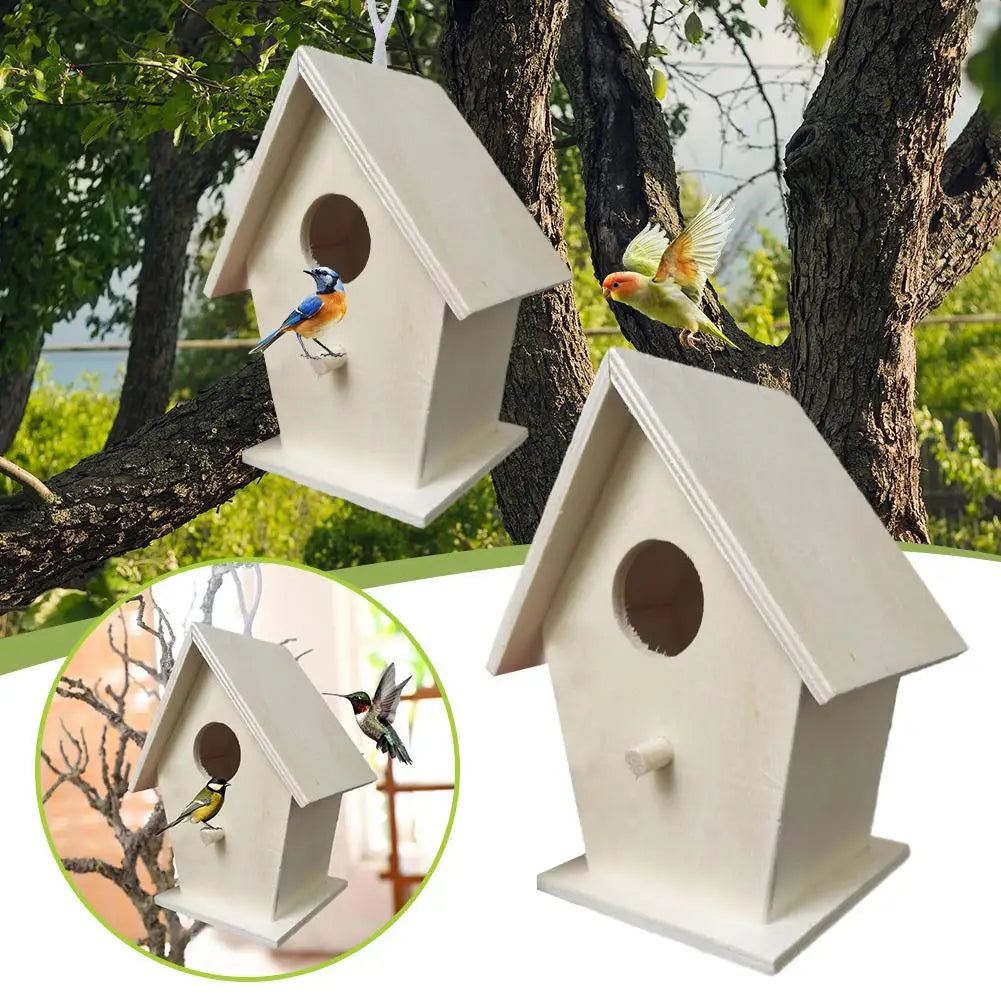 Wetterfestes Holz-Vogelhaus mit Sitzstangen für kleine Vögel