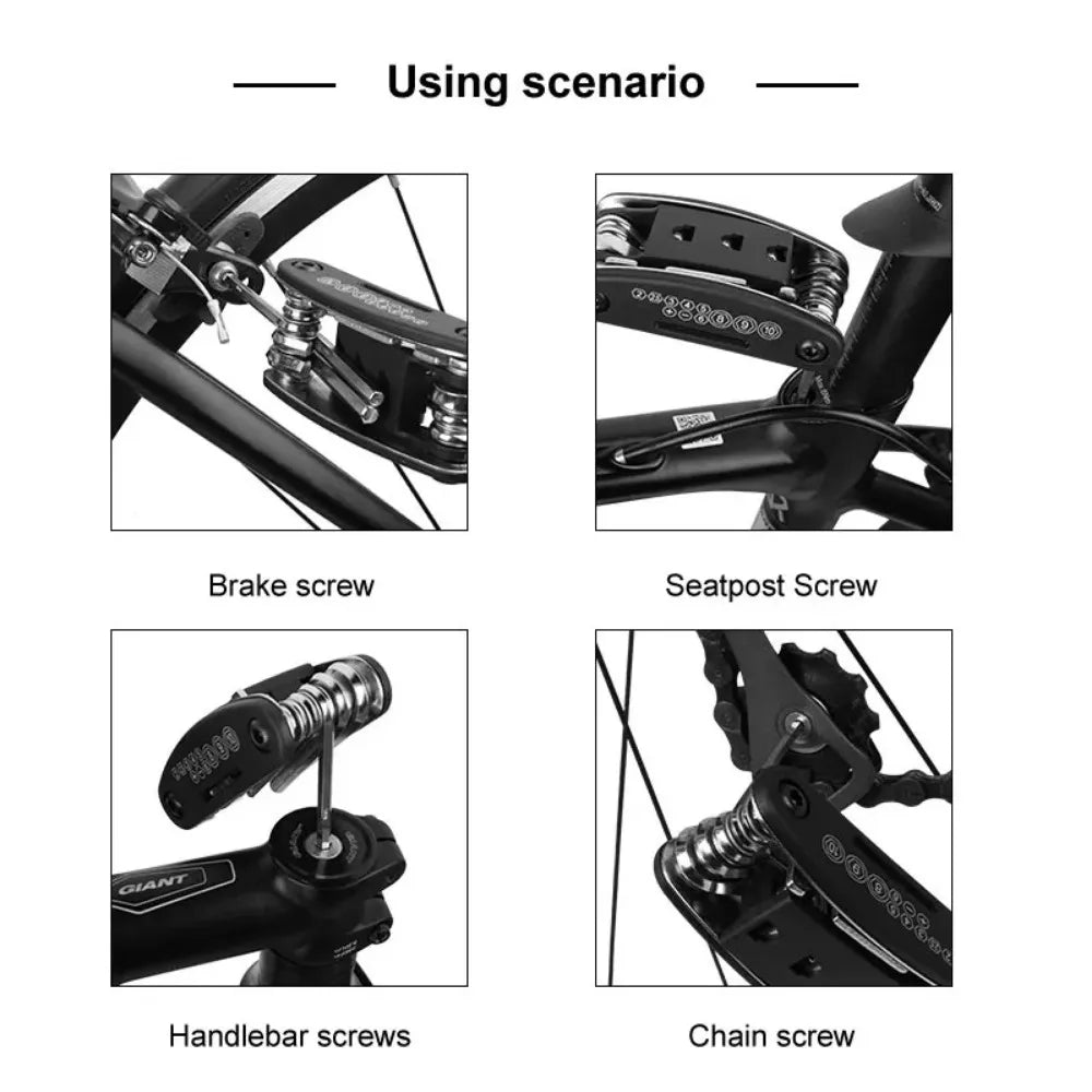 16-in-1 Fahrrad Multitool aus Kohlenstoffstahl – Kompaktes Reparaturset