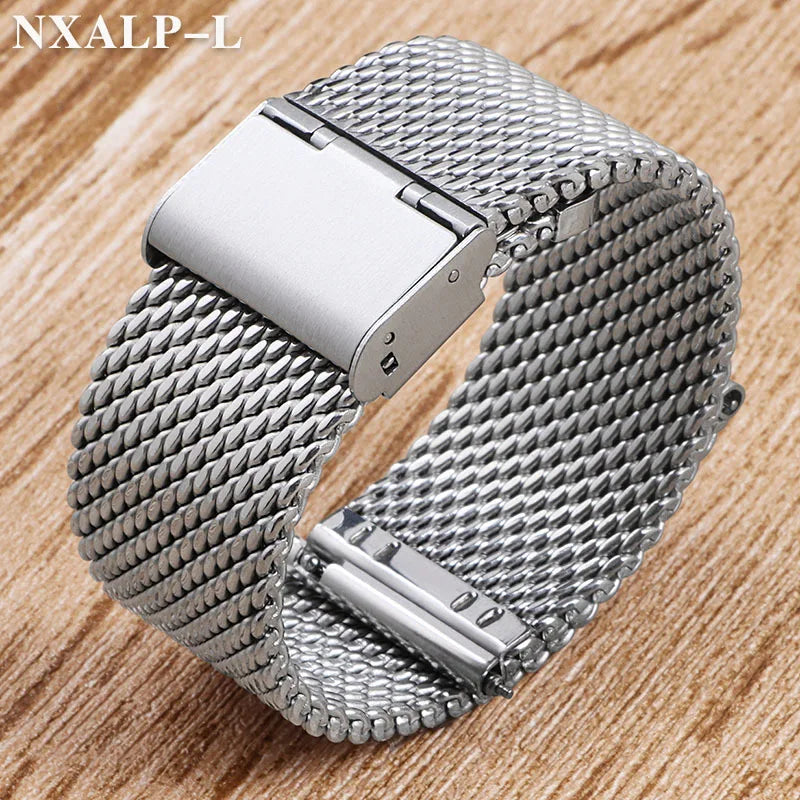Edelstahl Milanese Mesh Uhrenarmband 18-24mm mit Sicherungsverschluss