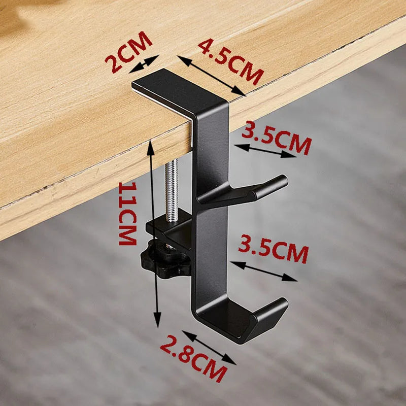 Platzsparender Schreibtisch-Randhaken aus Edelstahl – verstellbar für Headset - Rucksack