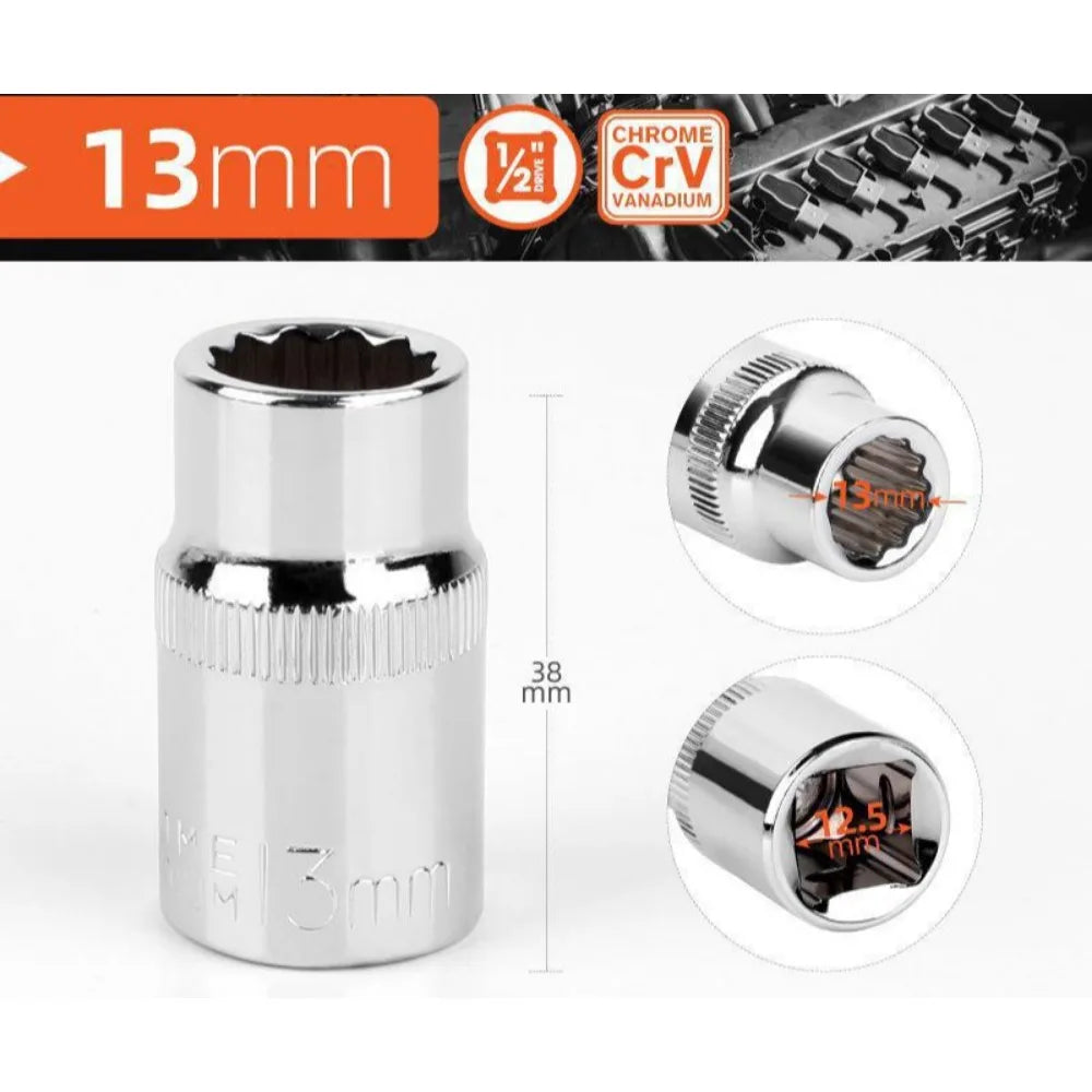 1/2 Zoll Vierkantantrieb 12-Punkt Steckschlüssel für Ratschenschlüssel 8-32mm