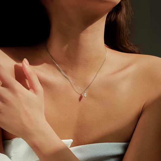 Funkelnde Moissanit Halskette Marquise Cut aus 925 Sterling Silber