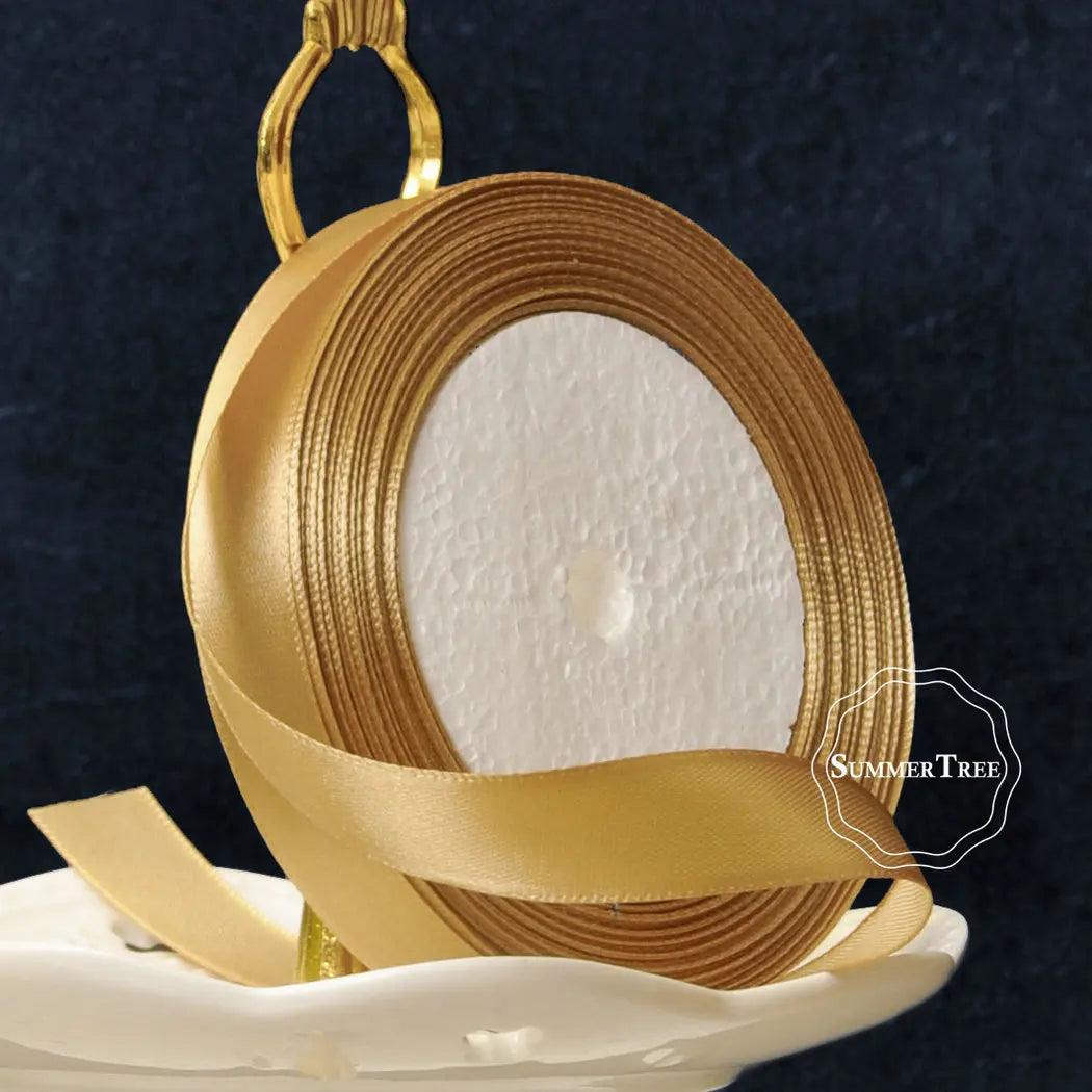 Luxuriöses Goldenes Satinband 25 Yards, 6-50mm breit – Perfekt für DIY - Deko