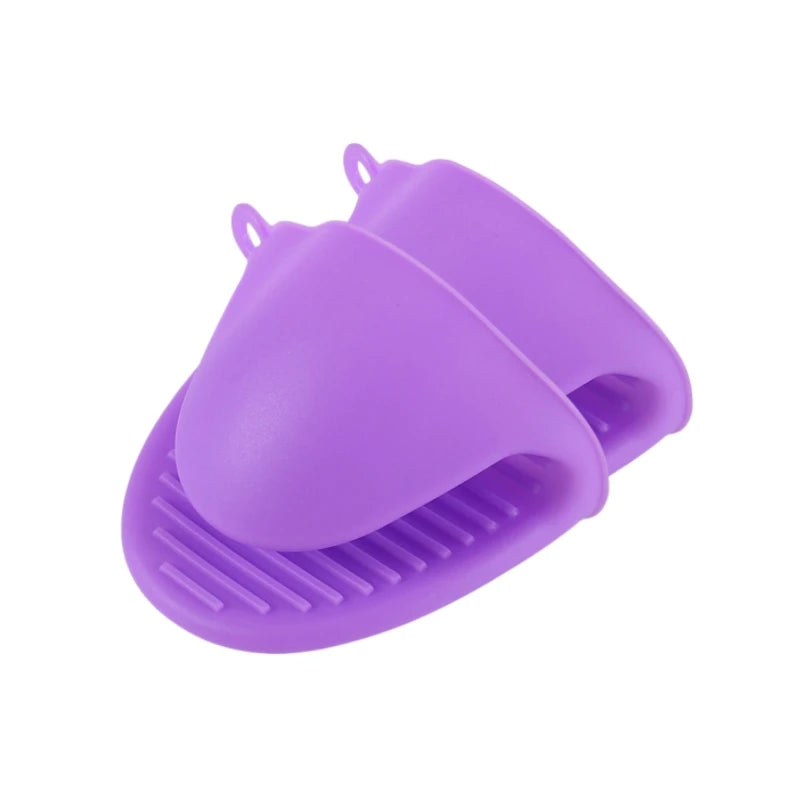 2er Set dicke Silikon Ofenhandschuhe mit Anti-Rutsch Topfclips Küche