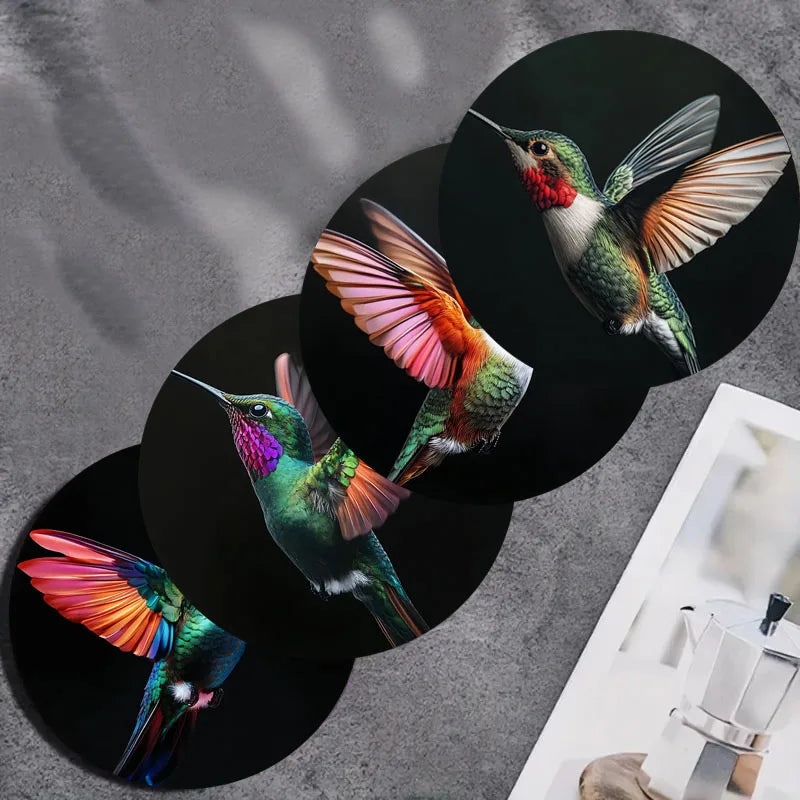 4er Set bunte rutschfeste Holzuntersetzer ideal für Küche Büro Party
