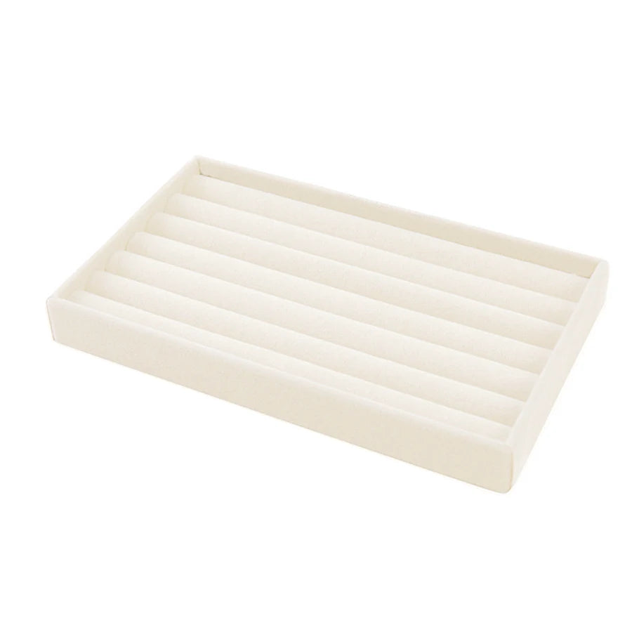 Beflockte Schmuckschatulle und Schmucktablett in Beige