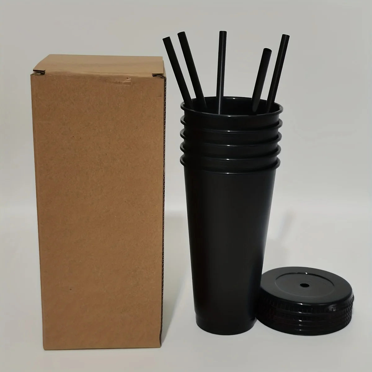 5er-Set 24oz BPA-freie Trinkbecher mit Deckel - Strohhalm – perfekt für Sommer