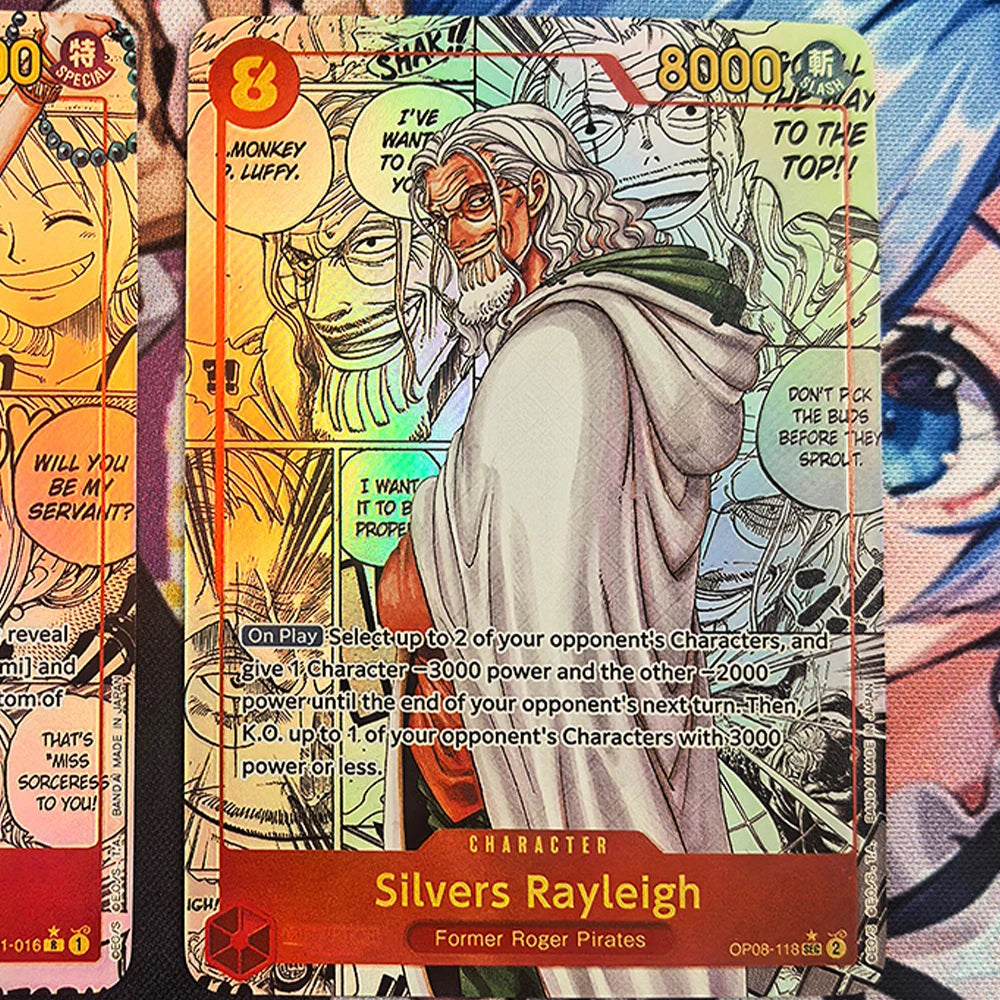 Limitierte 2er Anime-Sammelkarten Nami - Rayleigh mit edler Goldprägung, Englisch