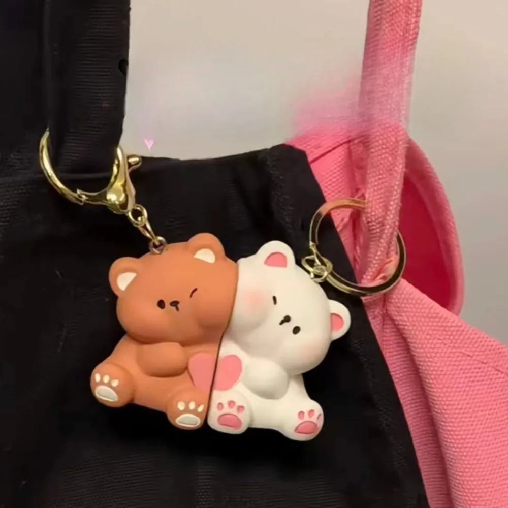 Süßer Welpen-Schlüsselanhänger aus Silikon mit magnetischer Verbindung für Paare