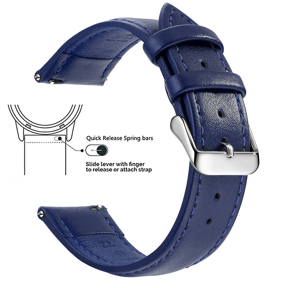 Echtleder Uhrenarmband Schnellverschluss 18/20/22mm für viele Smartwatches
