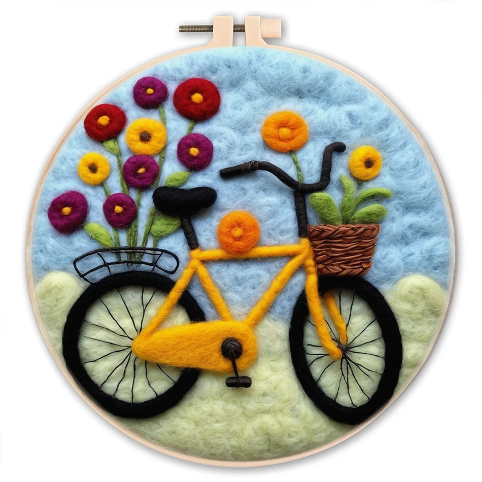 Kreatives Nadel Filz Kit für Anfänger mit Wolle, Nadeln - Filzleinwand 20x20cm