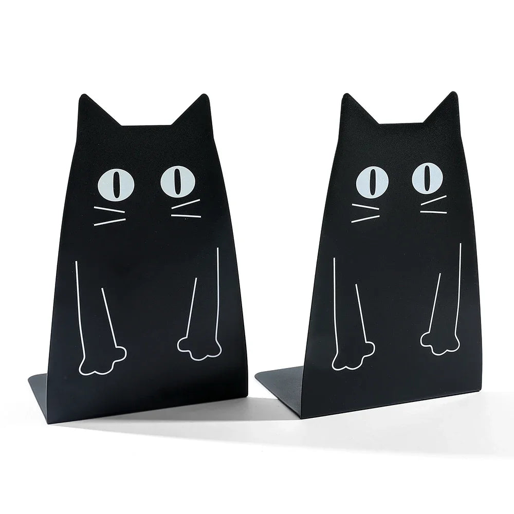 Schwarze Katzen-Buchstützen aus Metall für Schüler und Lehrer