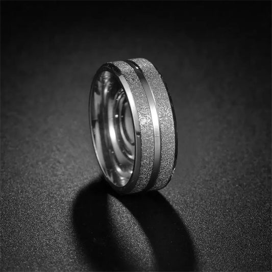 8mm Herren Edelstahl Ring mattiert sandgestrahlt Fingerring Geschenk
