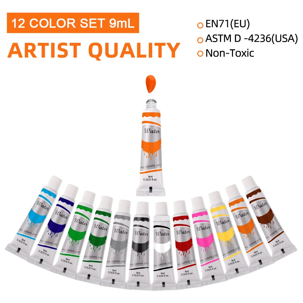Aquarell Pigment Set 9ml 12 Farben für Studenten, Kunst, Graffiti