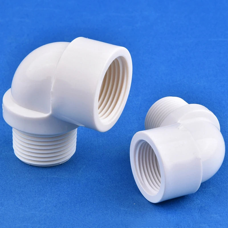 Robuster weißer PVC 90° Ellenbogen Stecker mit Außengewinde 1/2-1 für DIY - Garten