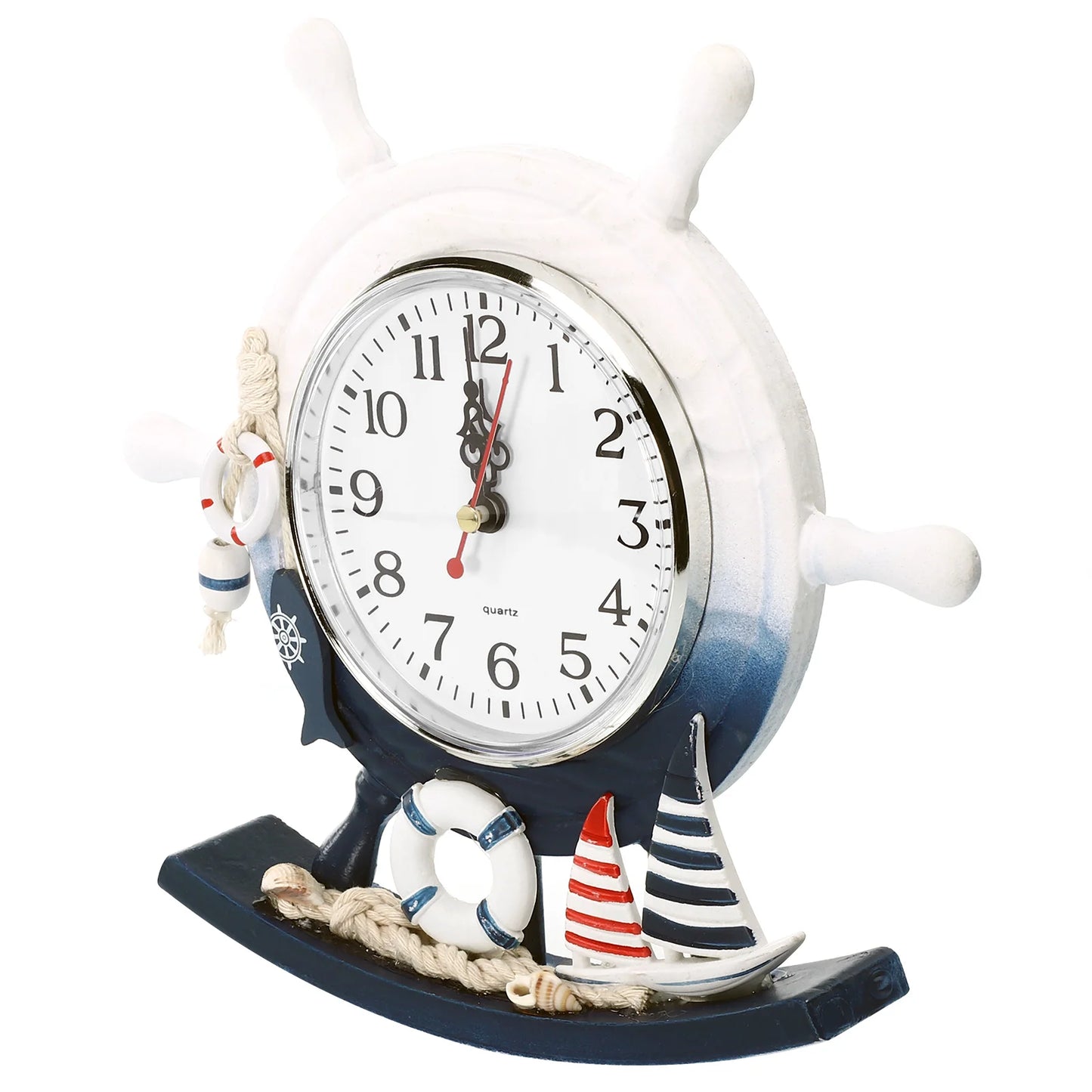 Geräuschlose Holzuhr in kreativer Ruderform – mediterraner Stil, 23x22 cm