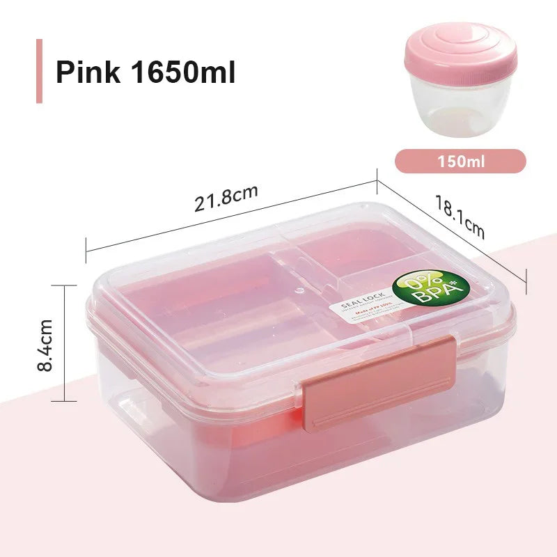 Tragbare Doppelschicht Lunchbox 1250/1650 ml mit Unterteilungen