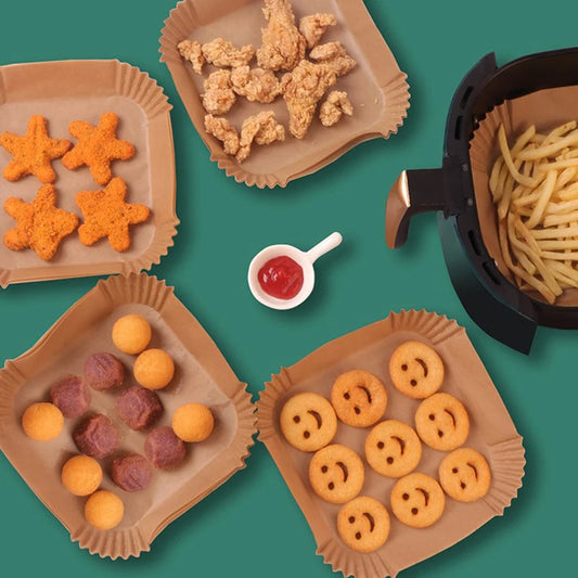 Einweg Backpapier für Airfryer - Lebensmittelgeeignetes Pergamentpapier 25-50 Stück