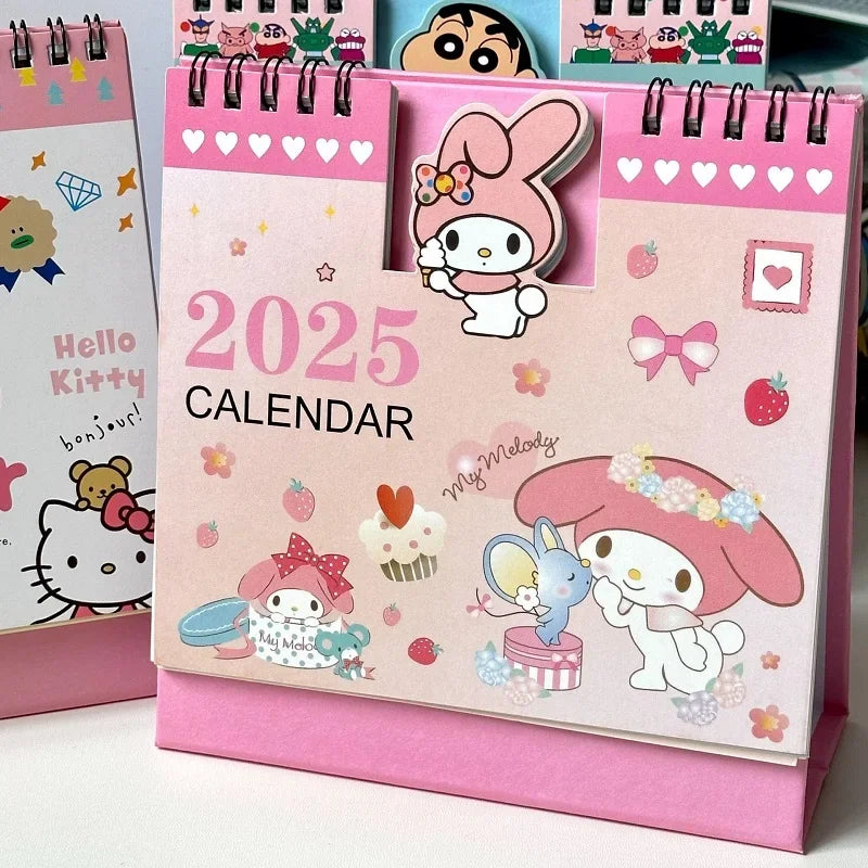 Charmanter 2025 Tischkalender mit kawaii Design und täglicher - monatlicher Planung