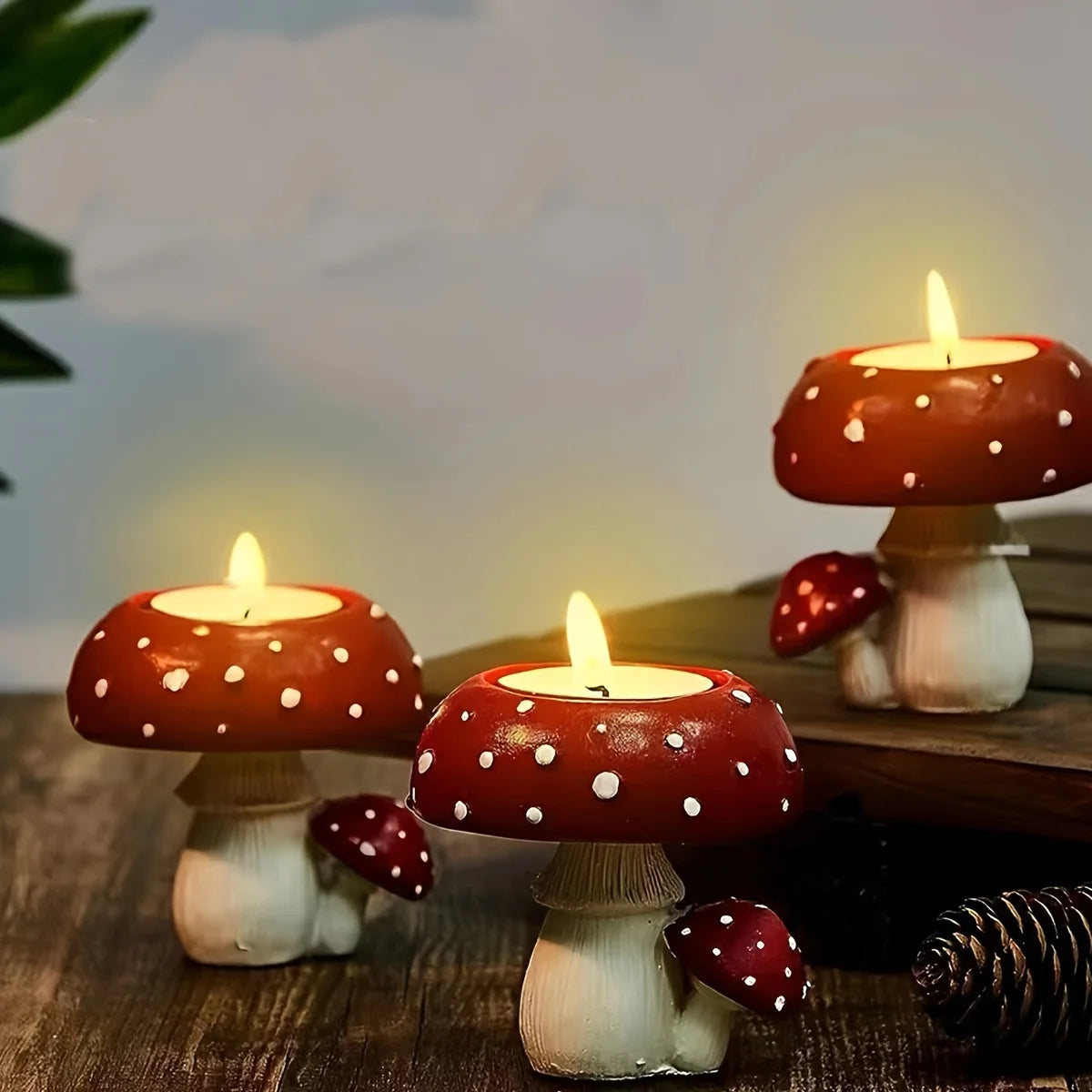 Simulation Kleine Pilz Kerzenhalter als Dekoration und Ornament