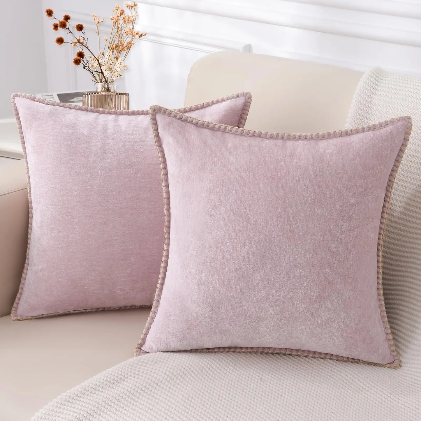 Weiche Chenille-Kissenbezüge 45,7 x 45,7 cm im 2er-Set für komfortable Dekoration