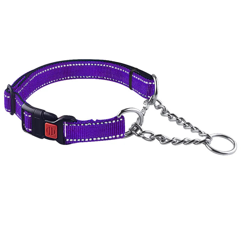 Edelstahl Hundehalsband mit reflektierendem Nylon für kleine bis große Hunde