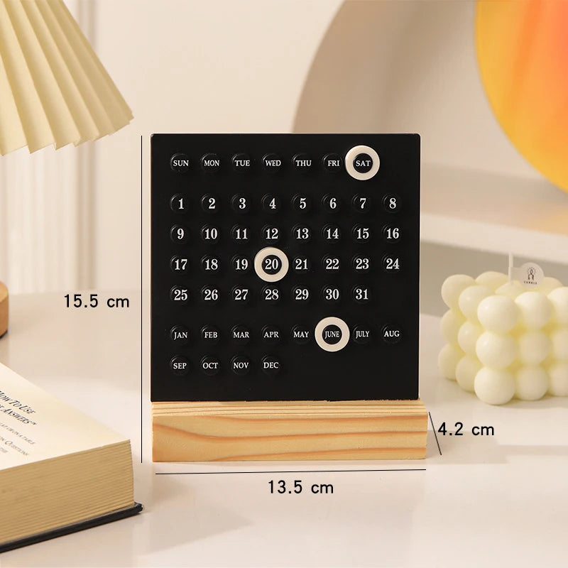 Nachhaltiger Holz-Kalender: Einstellbar für Woche, Monat - Datum, kompakt
