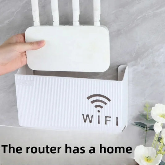 Wandmontiertes WLAN-Router-Regal mit Kabelmanagement für Wohnzimmer