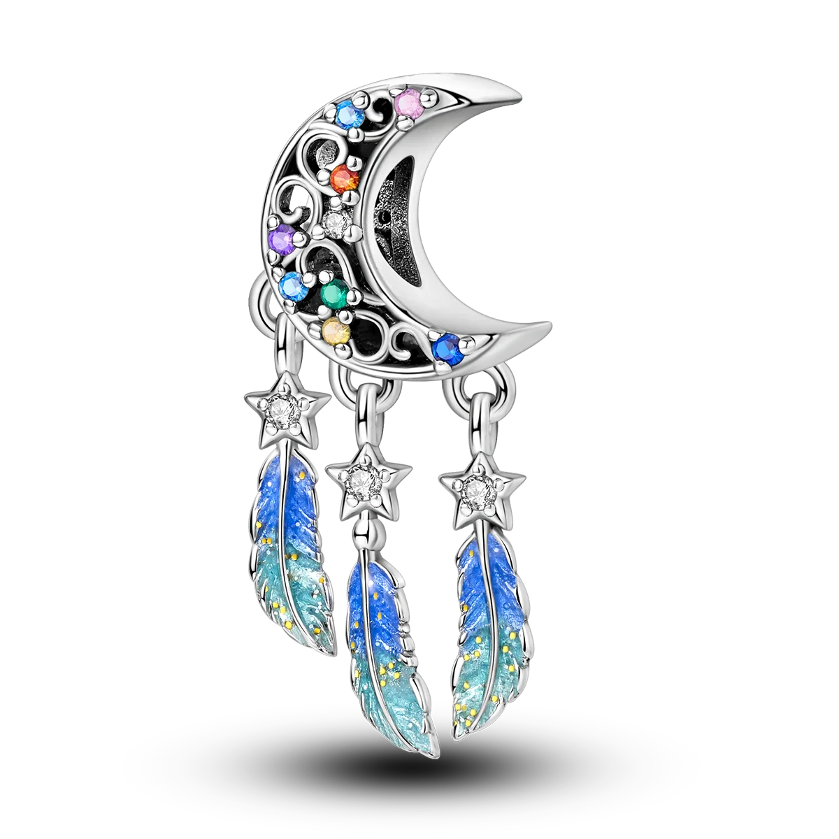 Edler Charm-Anhänger aus 925er Silber mit funkelndem blauem Zirkon – perfekt für DIY-Schmuck