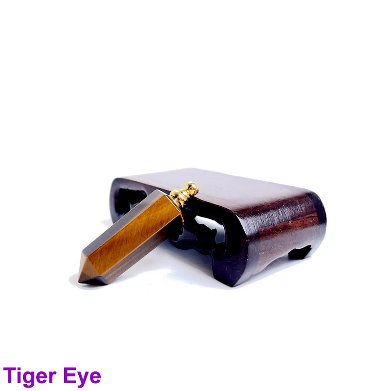 Unregelmäßige Naturstein Parfümflasche Anhänger – Amethyst Tigerauge Öl Diffusor