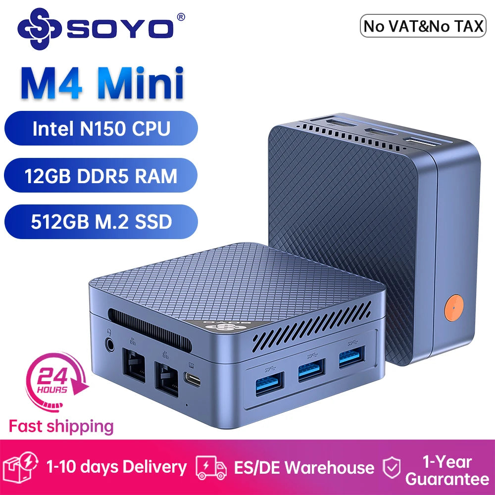 SOYO Mini PC M4 Intel Dual-Core mit 12GB DDR5 und Windows 11 Pro