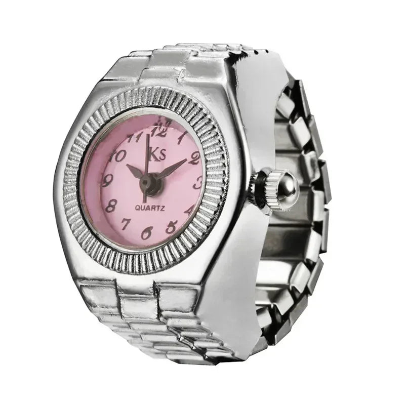 Mini Fingeruhr mit elastischem Band – Vintage Design für Damen - Herren