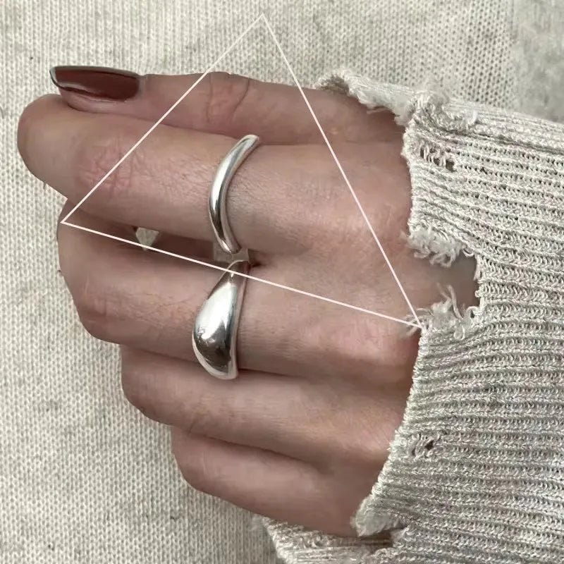 Verstellbarer Silberring mit hohlen Linien, stylischer Punk-Schmuck Unisex