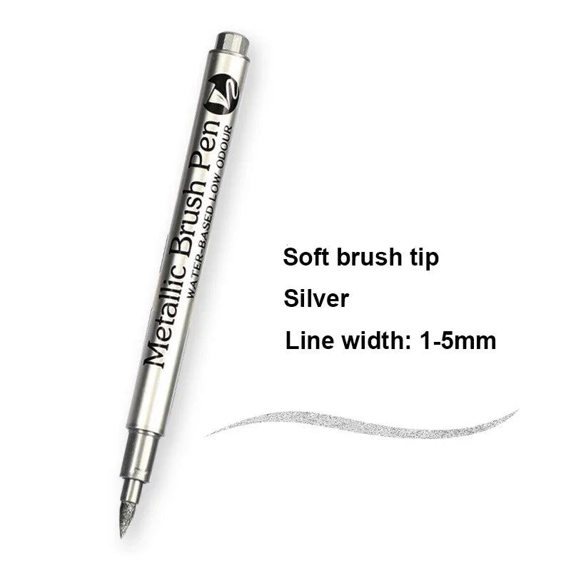 Glänzende Metallic Marker Gold - Silber – Permanente Pinselstifte für Kreative