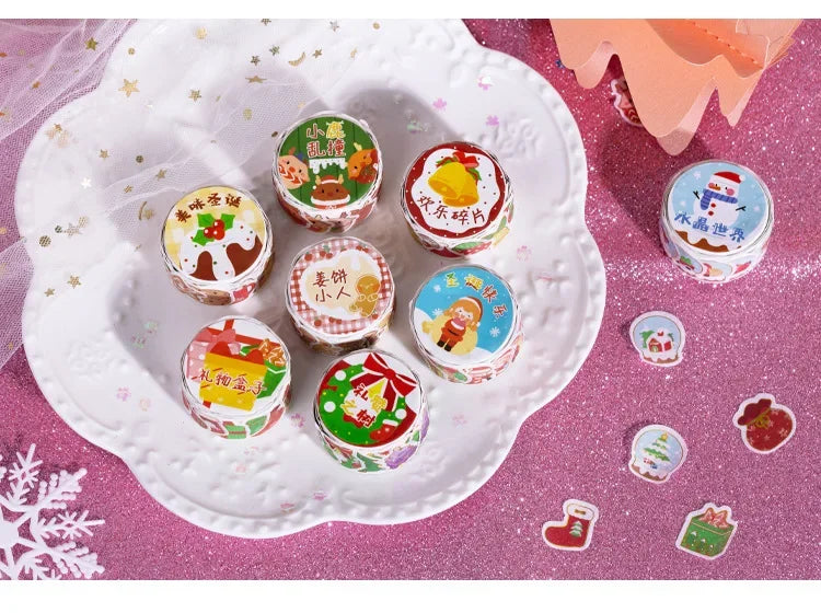 Washi-Papier Stanzband 150 Stück Weihnachten 8 Designs 15mm breit