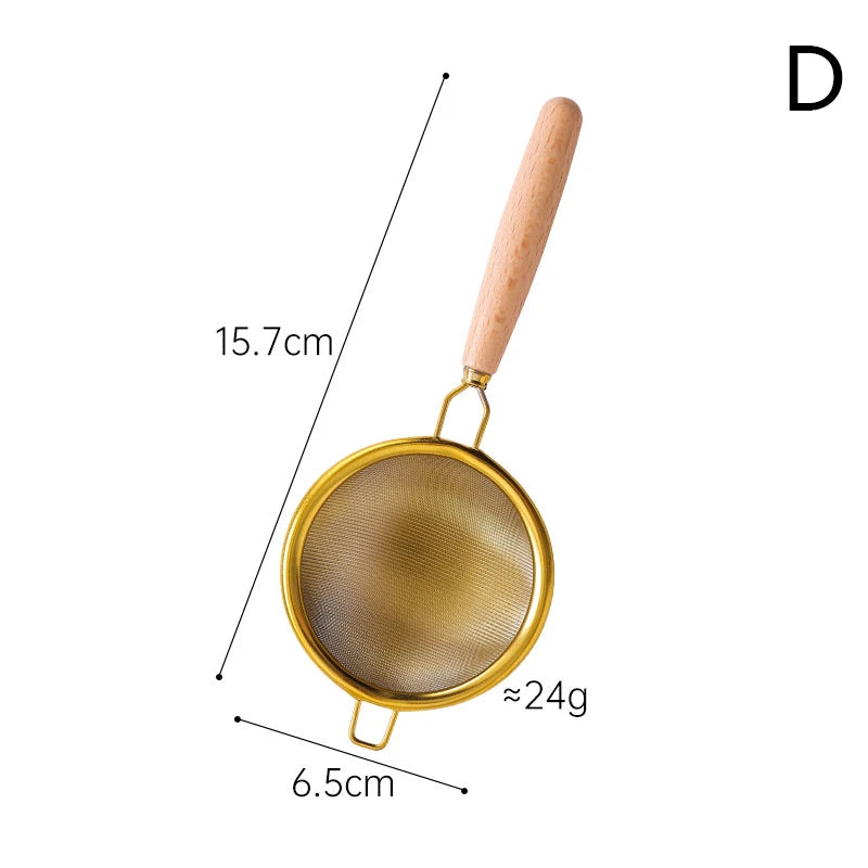 Edelstahl Teesieb mit langem Holzgriff Wiederverwendbarer Tee Filter