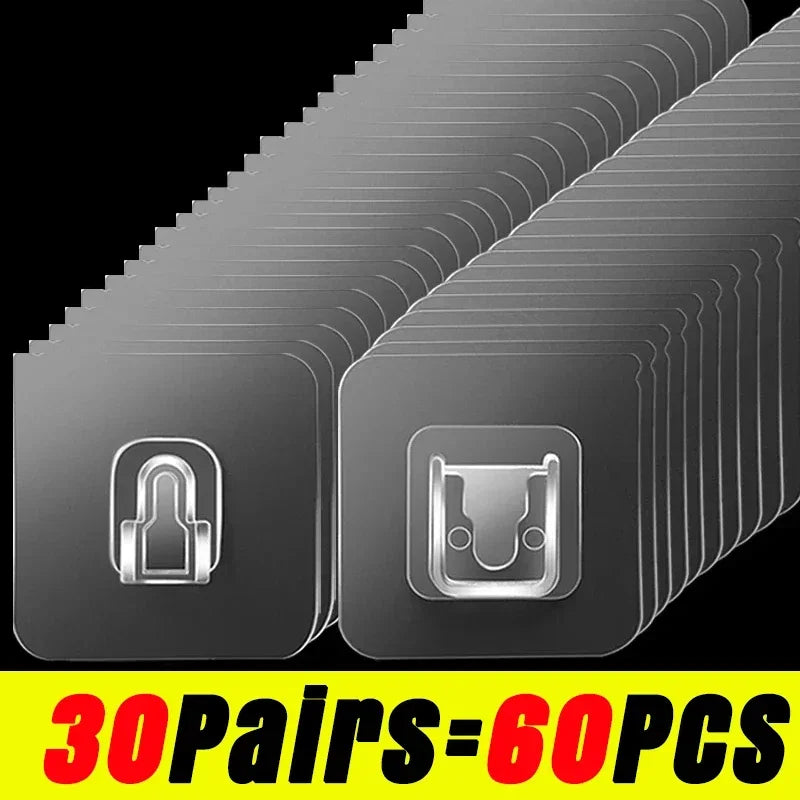 Spurlos - Stark: 6x6 cm transparente doppelseitige Wandhaken in 10 Paaren