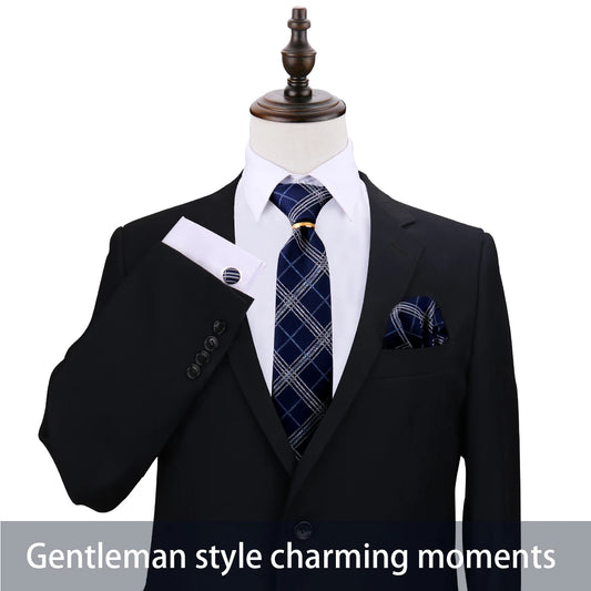 Herren Krawattenset Gold Ring, Manschettenknöpfe, Einstecktuch Festlich