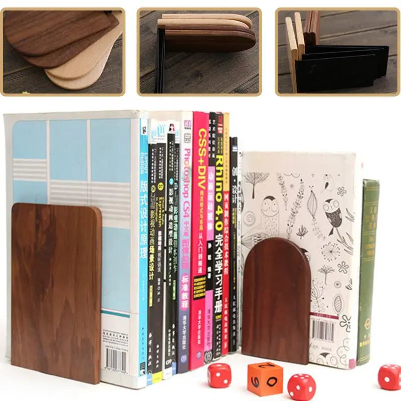 Natur Holz Buchstützen rutschfeste Verdickte Desktop Bücherregal