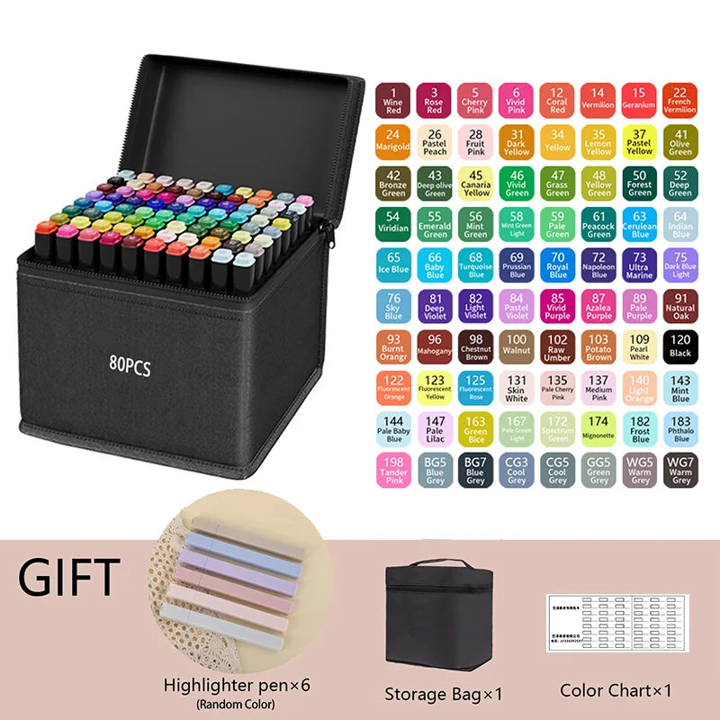 Dual Tip Permanent Marker – Hochpigmentiert, 24-262 Farben für kreative Kunst