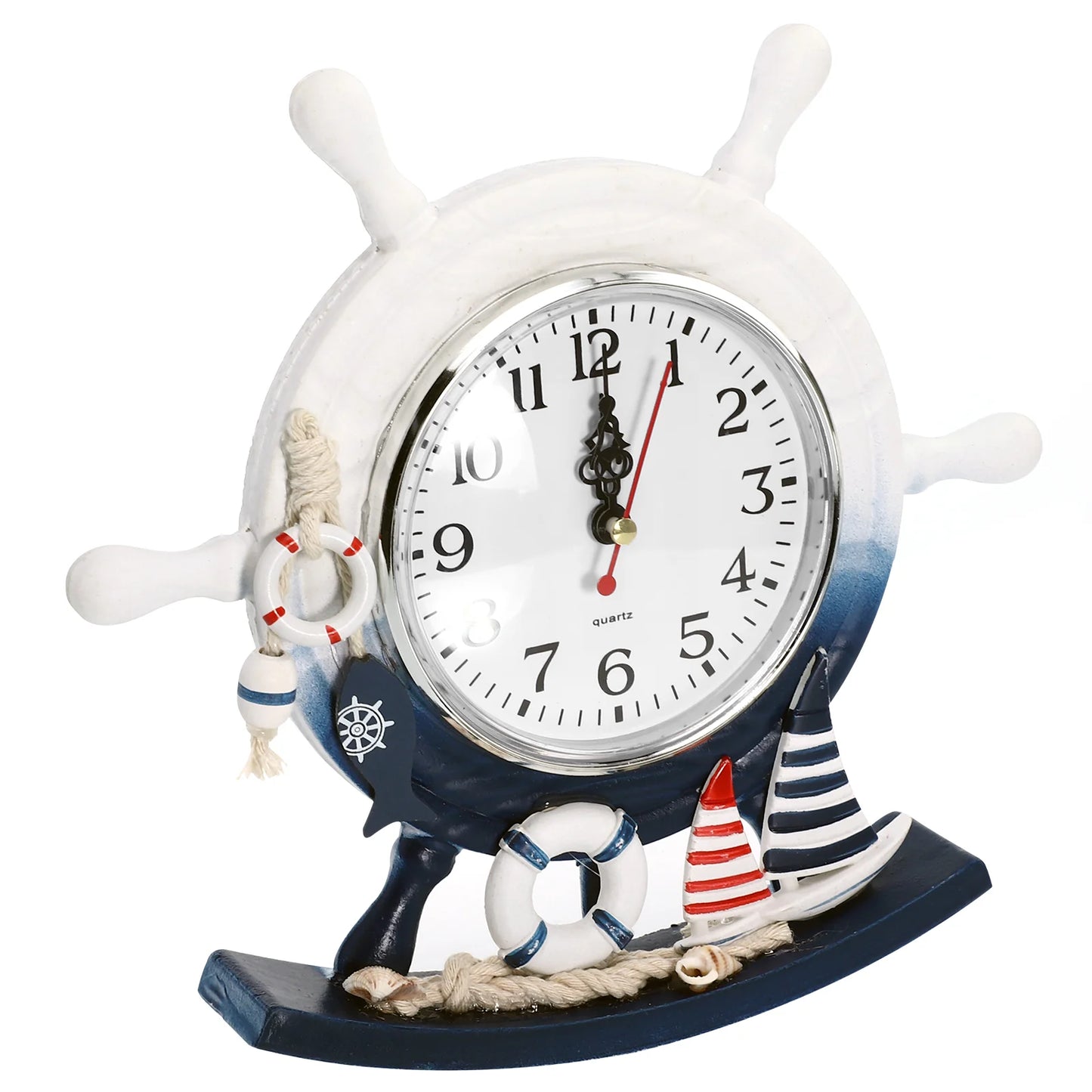 Geräuschlose Holzuhr in kreativer Ruderform – mediterraner Stil, 23x22 cm