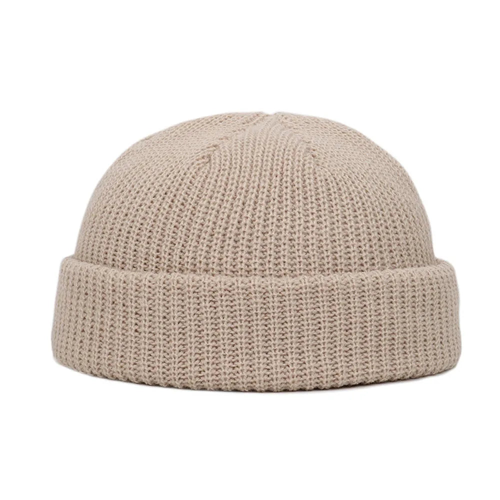 Elastische Unisex Winter Mütze Kurz Gestrickt Warm Beanie Kappe Erwachsene