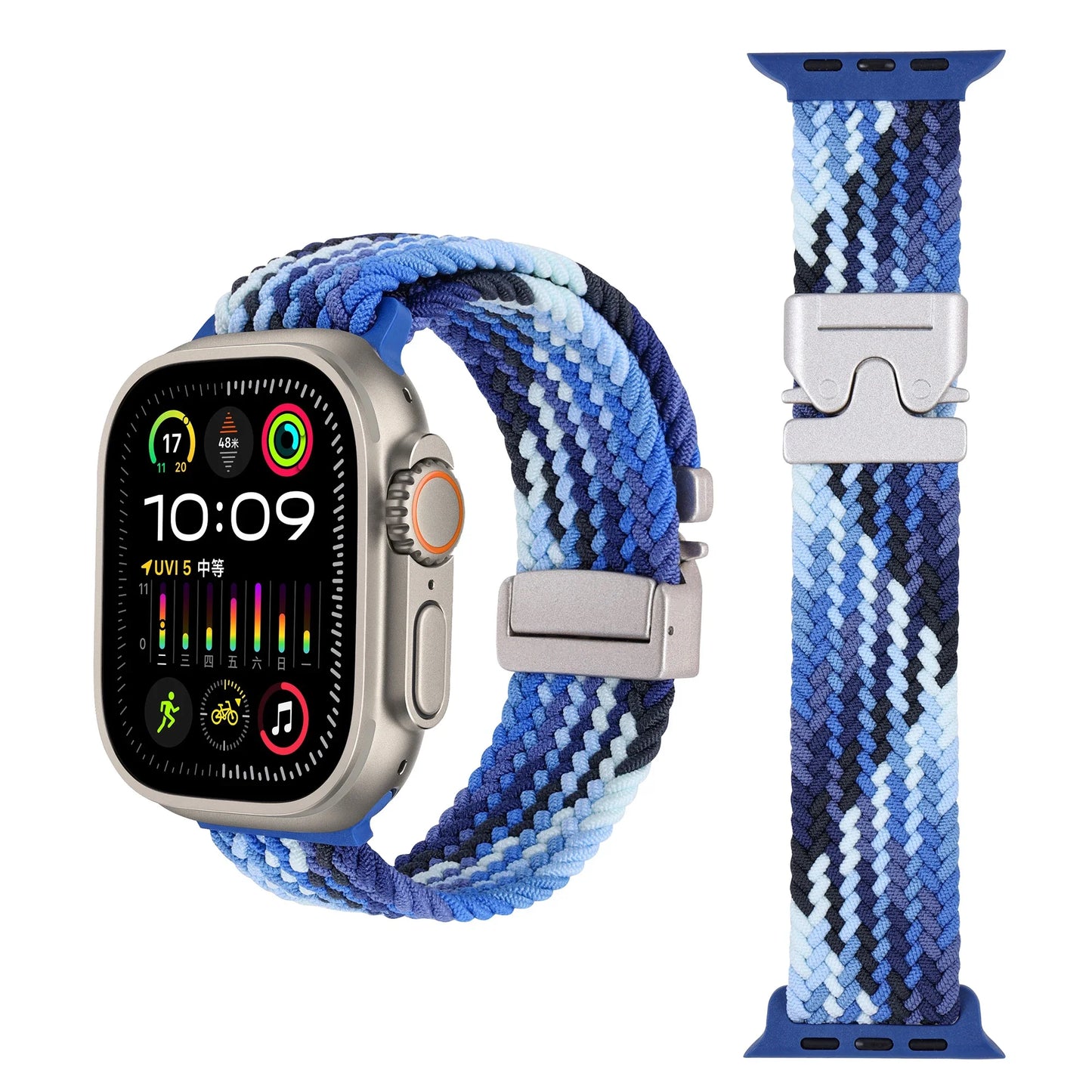 Geflochtenes Fallschirm-Nylonarmband mit Metallverschluss für Smartwatches