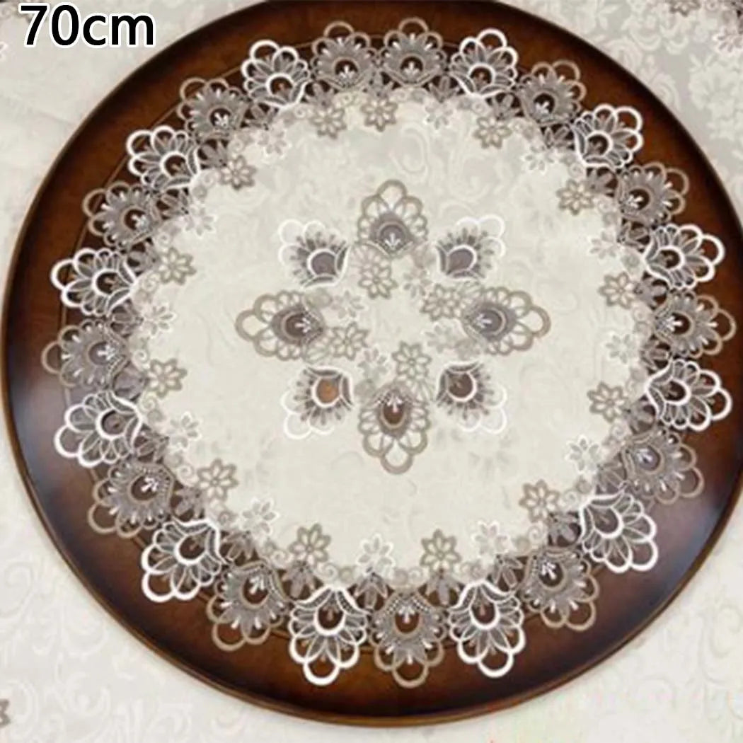 Runde Spitzen Tischdecke mit Blumenmuster – Staubschutz & Dekoration 4 Größen